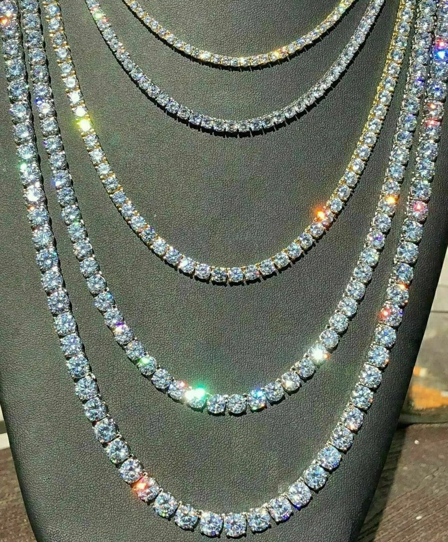 3MM 4MM 5MM 5A Cubic Zirconia CZ Tennis Chain Necklace Wysokiej jakości Iced Out Bling Hip Hop Men Boy Classic Basic Chains — zdjęcie 2