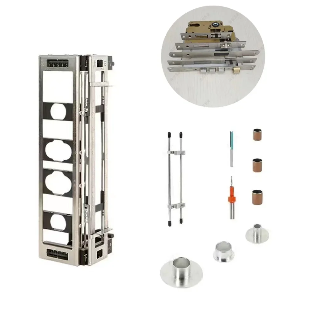 Metal Wooden Door Slotter Set Key Hole Opener For Woodworking Front Side Open Lock Hole Device Wooden Door Hole Locator Tools