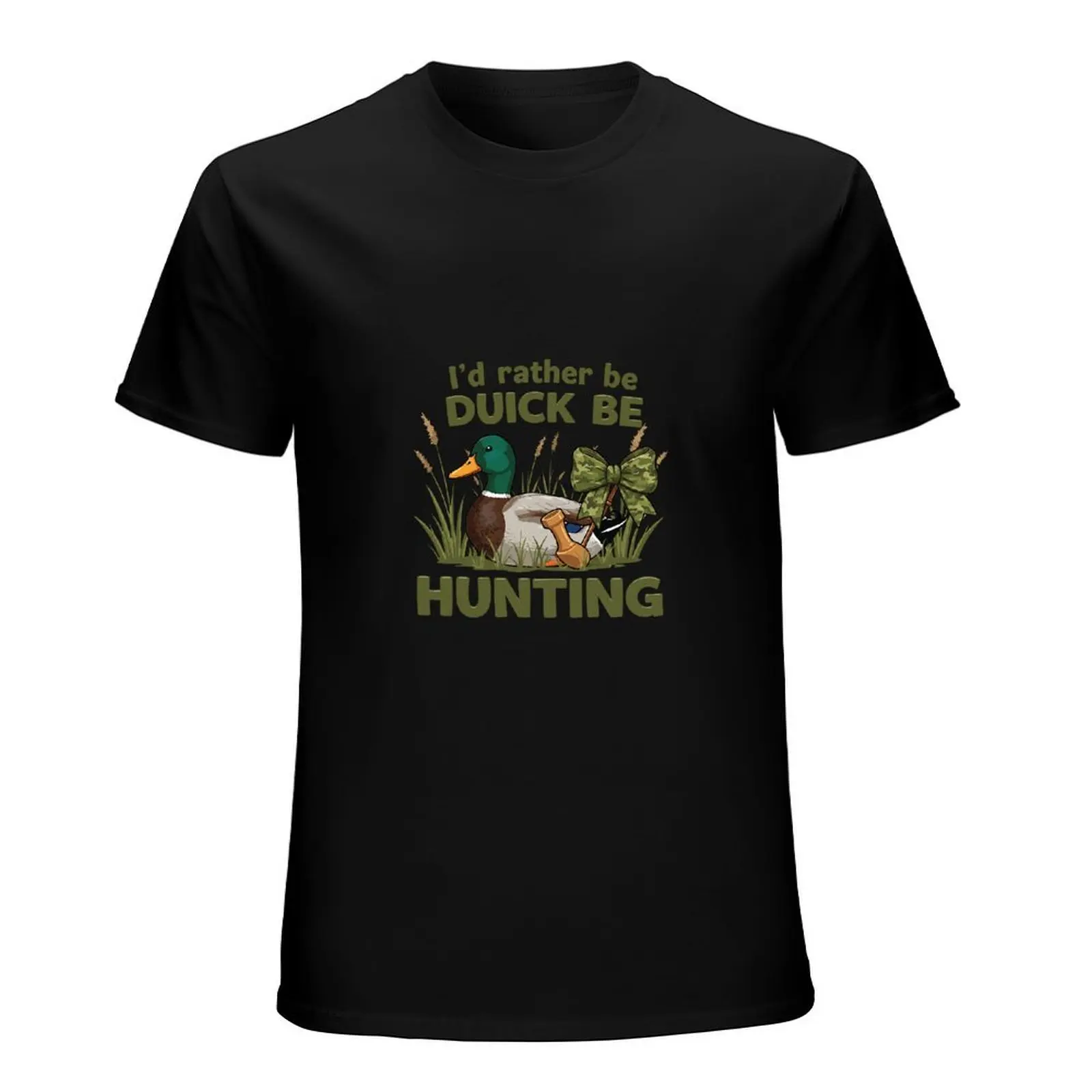 Rural Wetland Reed Duck Hunting Slogan Black T-Shirt Female Duck Hunter Farm Weekend Relaxed All-match Summer Tee