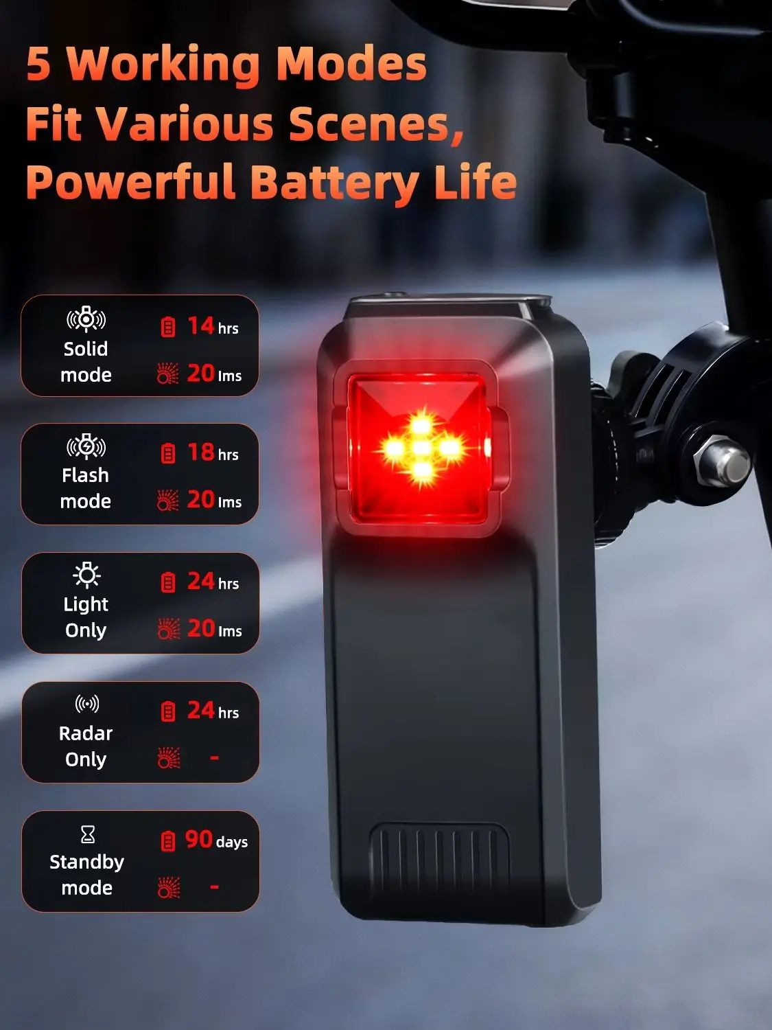 AliExpress NONE Bicycle Radar Taillight Voice Prompt Bike Rearview Sensor Compatible With Cycling Cyclocomputer Waterproof Brake Sensing Lamp