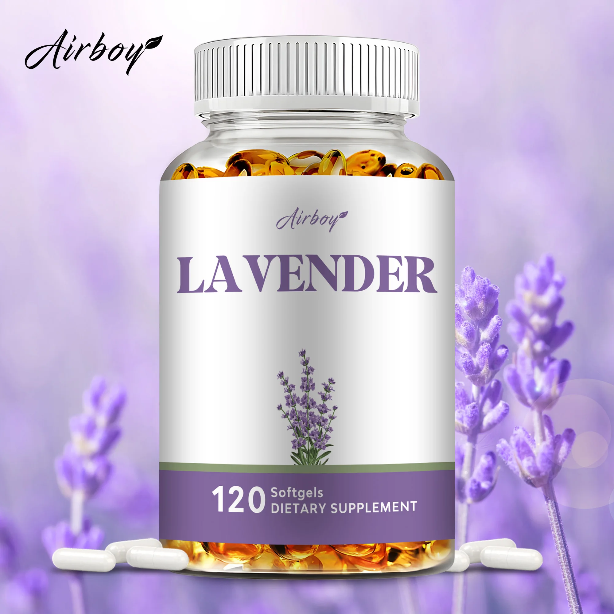 Lavender - Calms, Relieves Stress, Soothes The Body and Mind, and Promotes Restful Sleep - 120 Capsules