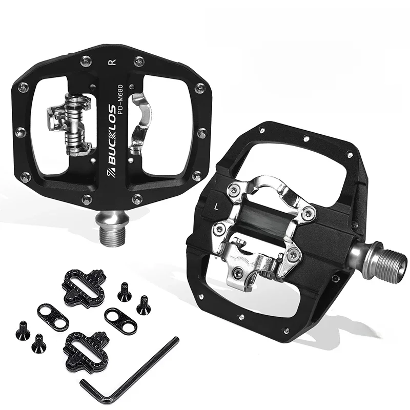 AliExpress 2023 New BUCKLOS Mountain Bike Pedals PD-M680 Dual Function Flat&Lock Pedals Fit Shimano SPD 9/16''