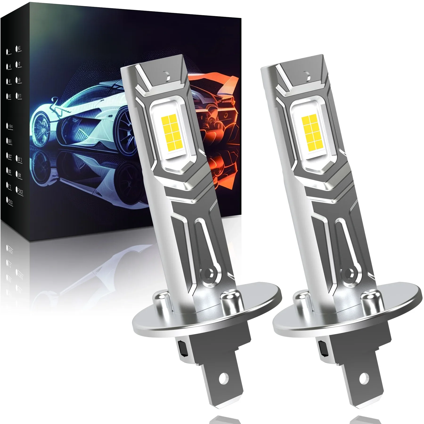2 stuks Canbus LED-lamp H1 LED-koplamp Mini-formaat Ontwerp Draadloos Fanless voor auto LED-lamp CSP-chips 16000LM Wit - afbeelding 2