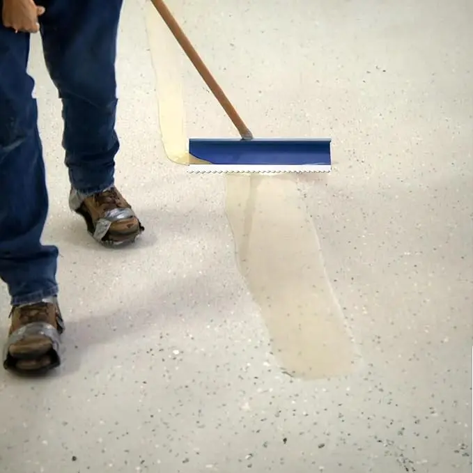 60cm Epoxy Floor Rake Epoxy Notched Squeegee Flooring Gear Rake Floor Wall Spreader for Garage Floor Toothed Self Leveling Tool