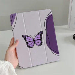 Purple Butterfly Tablet Case For iPad Pro 11 inch Air 2024 iPad Air 5/4 10.9 10 Gen 5/6/7/8 10.2 9.7 inch 10.5 mini 6/5/4 Cover
