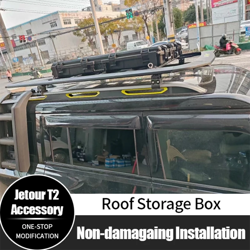 

For Jetour T2 Traveler Lightweight 75L ABS Roof Box Storage Tactical Luggage Waterproof Box