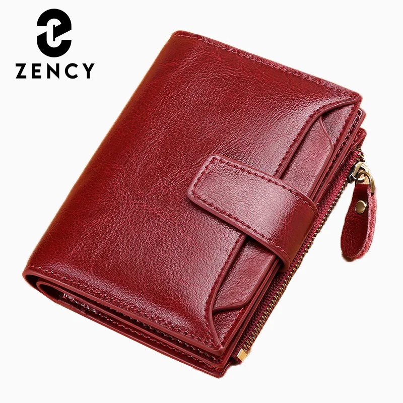 Zency 100% Genuine Leather Women Wallets Small Casual Simple Female Clutch Purse Clip Pocket Card Holder Wallet For Ladies