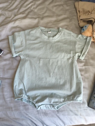 Fashion Baby Boy Girl Solid Color Short Sleeve Pocket Rompers Casual Summer Baby Jumpsuits Clothes Infant Playsuit Clothing photo review