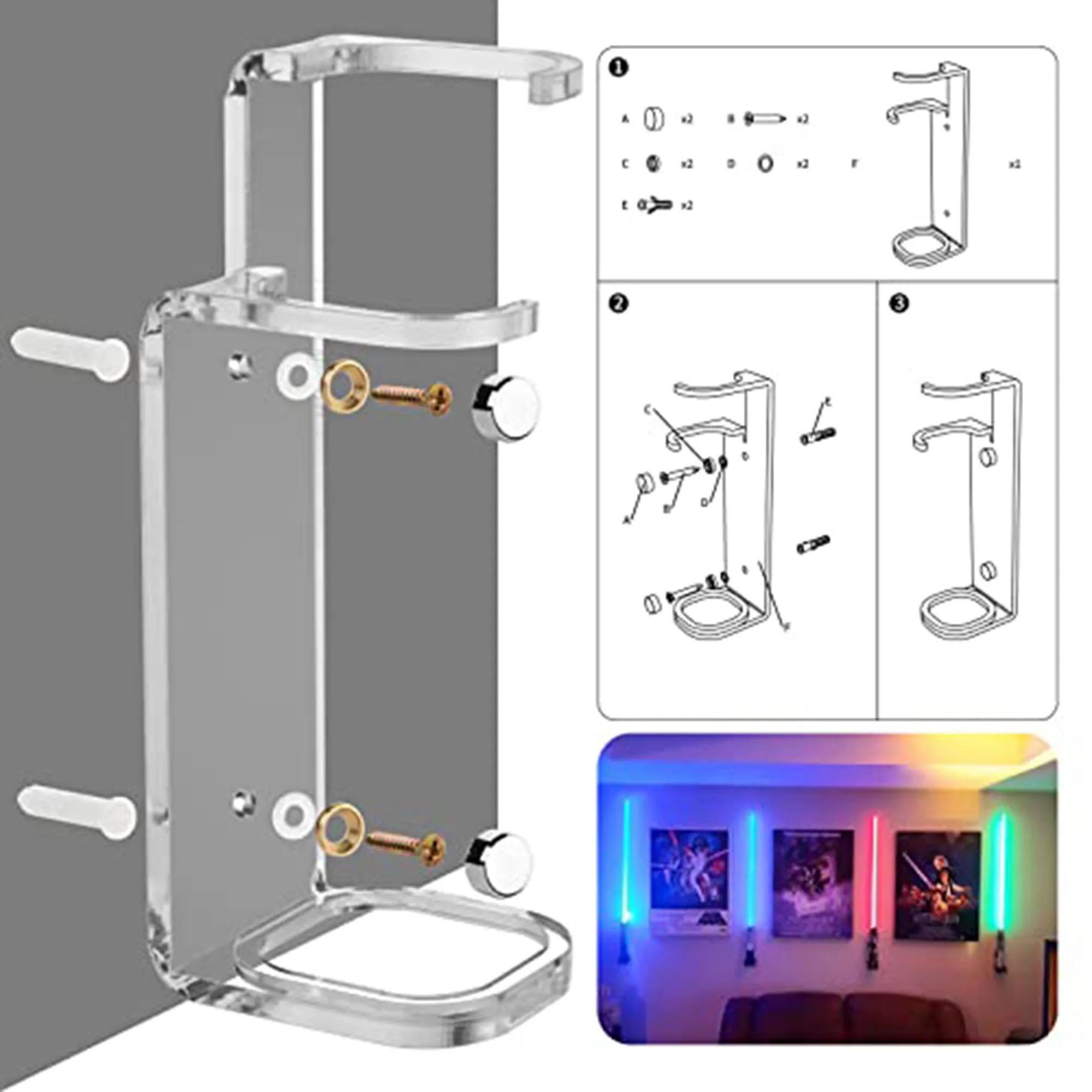 Acrylic Lightsaber Stand Wall Mount, Lightsaber Holder, Rack, Suitable for Swords