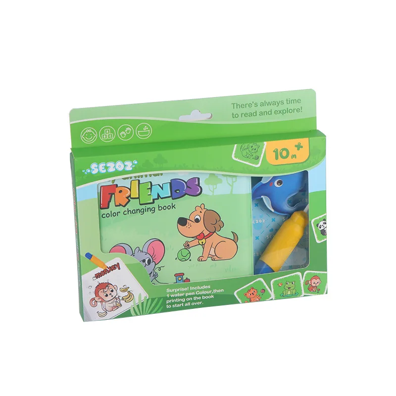 Sezoz PEVA Material Changes Color Exposed To Water Educational Early Education Water Painting Bathing Book For Kid