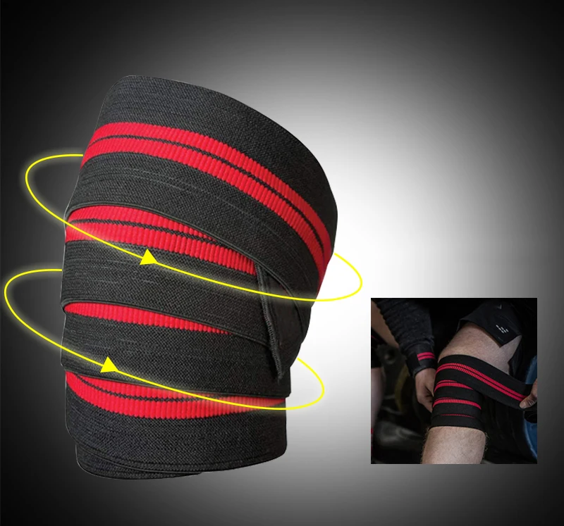 Vigor-Elastic Weightlifting Knee Wrap Bandages, Power Gear, Gym Fitness, Weight Lifting Compression
