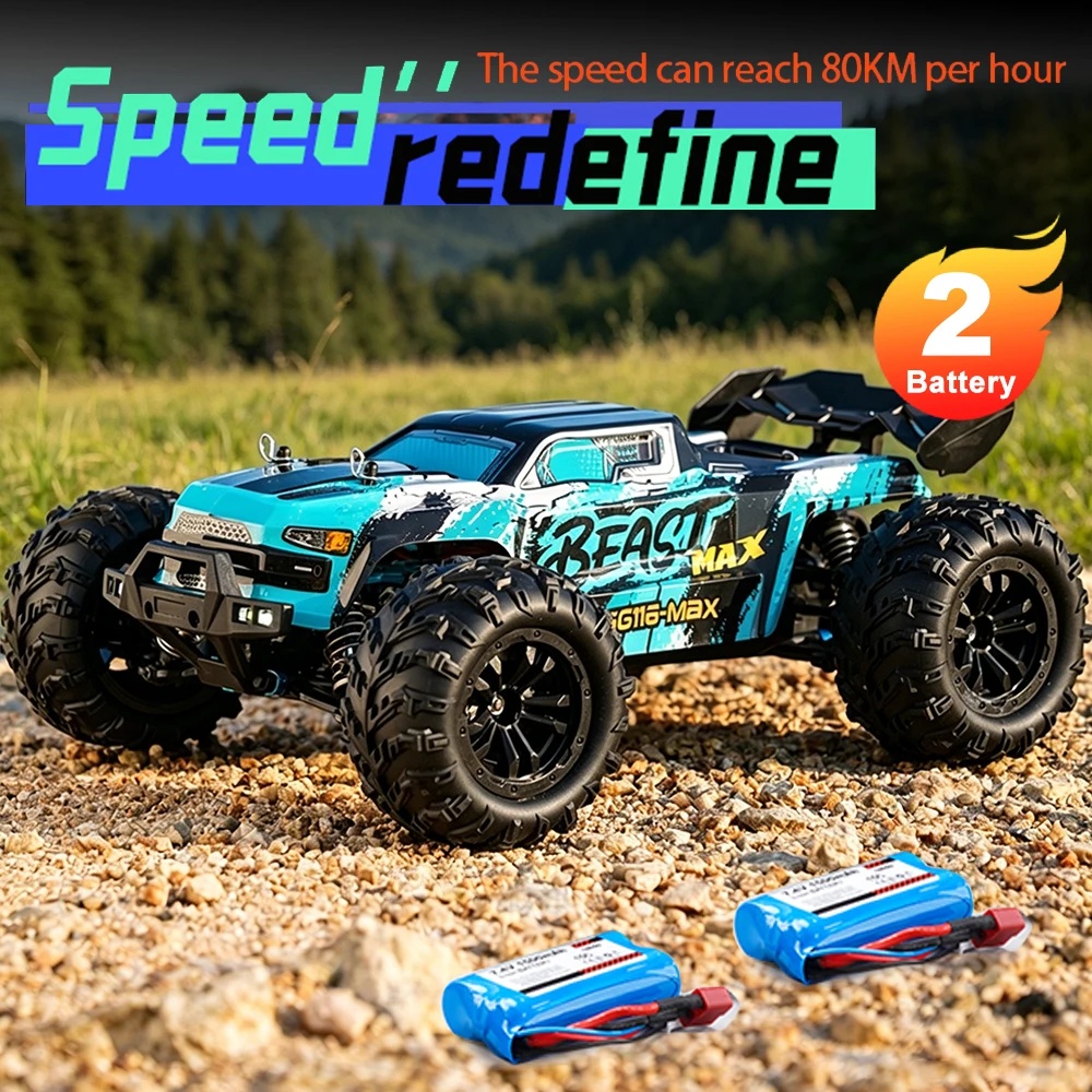 ZNLYRION RC Auto SG116MAX PRO 1:16 4WD Bürstenlos 80KM/H Hochgeschwindigkeits-Offroad-Monstertruck 2,4GHz Ferngesteuertes Auto mit LED-Licht für Kinder und Erwachsene