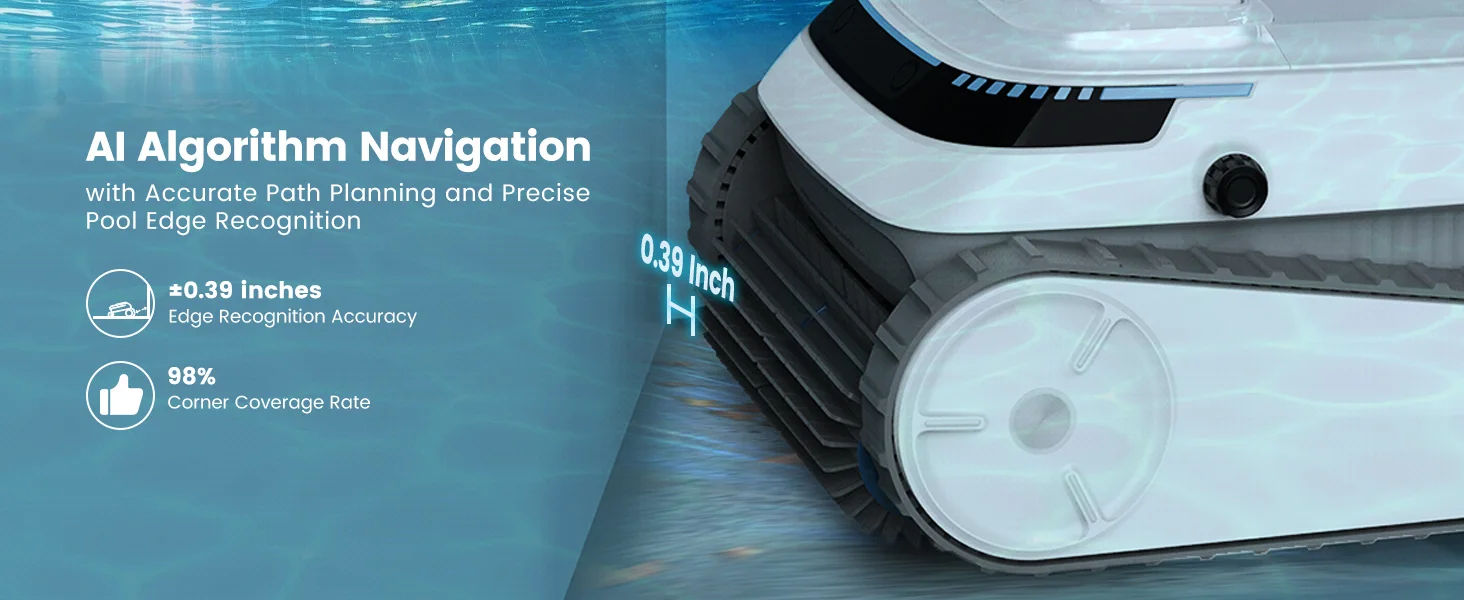 AIRROBO PC10 Robotic Pool Vacuum Cleaner, 45,000Pa Powerful Suction, Wall-Climbing, Suitable for 2000 Sq Ft Walls and Floors