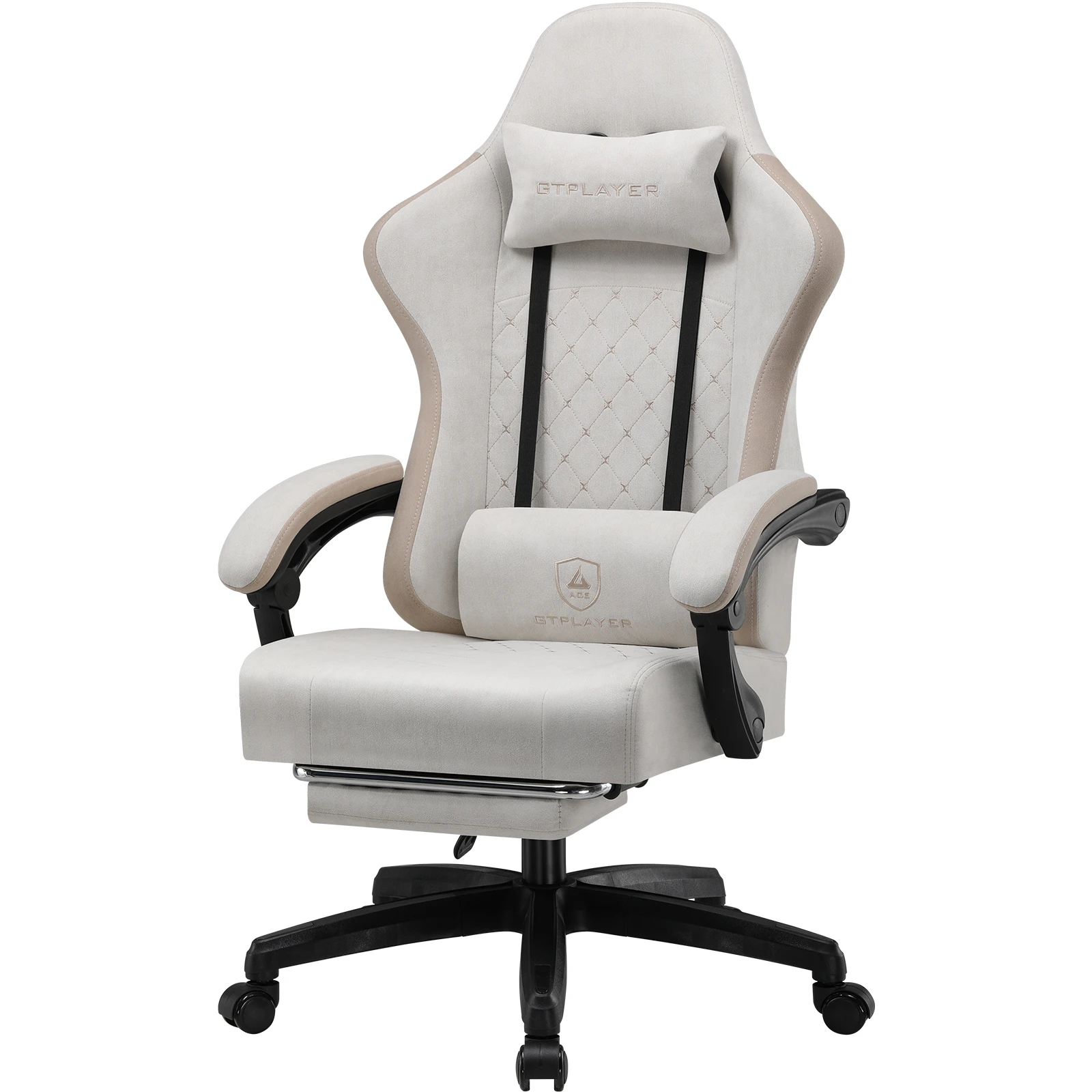GTPLAYER Gaming Chair Ergonomischer Gaming Sessel Schreibtischstuhl mit Stoffoberfläche, Federsitzkissen, Verbindungsarmlehnen