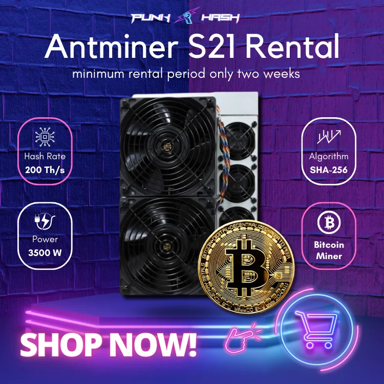 

ASIC Miner Rental Bitmain Antminer BTC Miner S21 200Th/s Hashrate 3500W ASIC BTC BCH Miner S19 Pro Hydro Bitcoin Miner