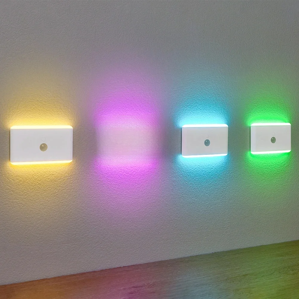 LED Motion Sensor Night Light, 3 Modes Stair Lamp, Dimmable Lighting with Battery, for Indoor Bedroom Cabinet Gift Camping Decor