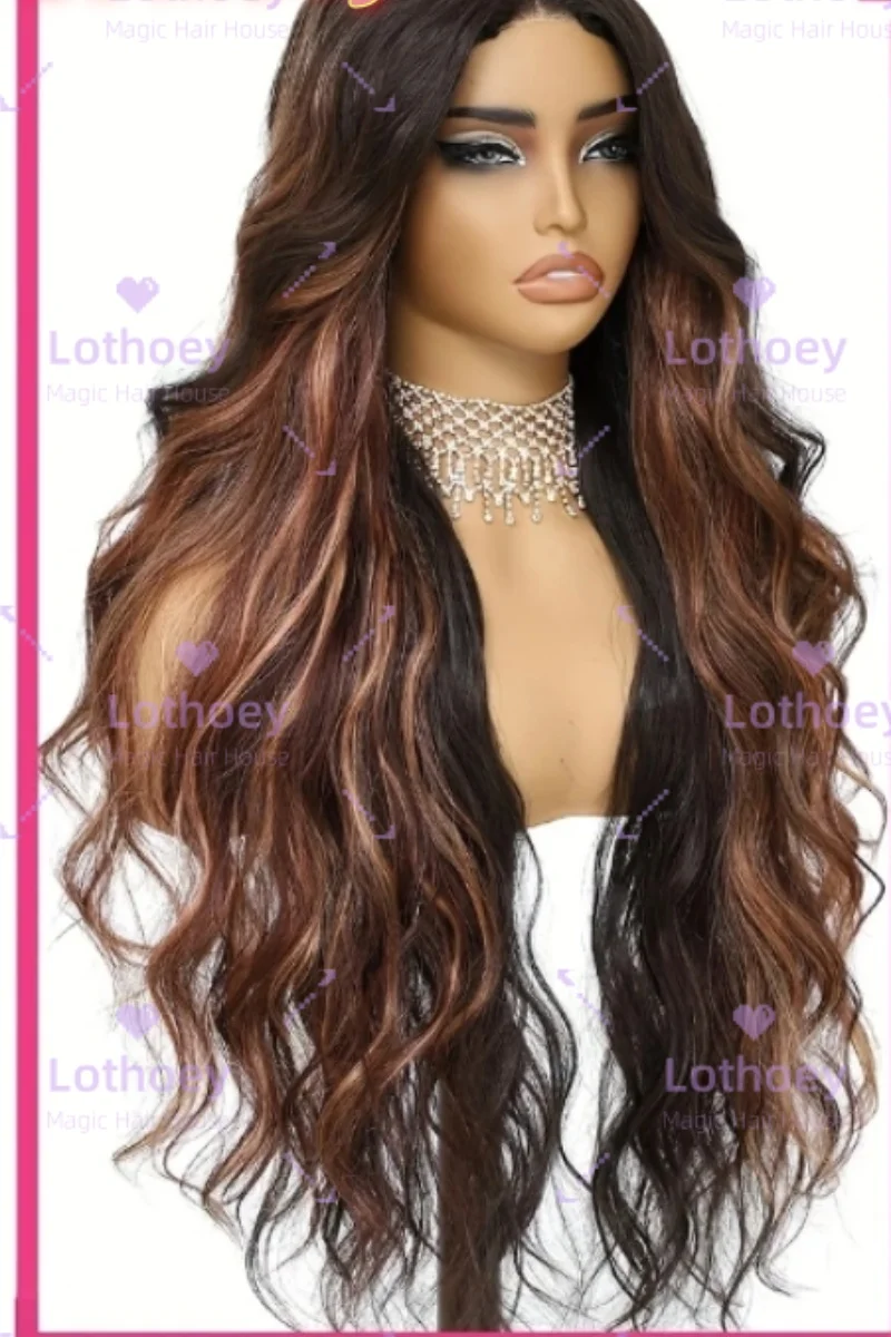 Бесклеевой парик фронта шнурка, предварительно вырезанный кружевной объемный волнистый коричневый парик для женщин, приятный для начинающих ежедневный парик из человеческих волос