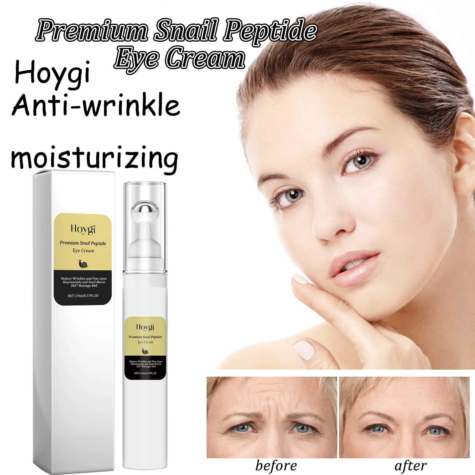 

Hoygi Snail Eyes Cream Roller Improve Skin Elasticity Reduce Dark Circles Lifting Relief Eye Puffiness Firming Eyes Cream Roller