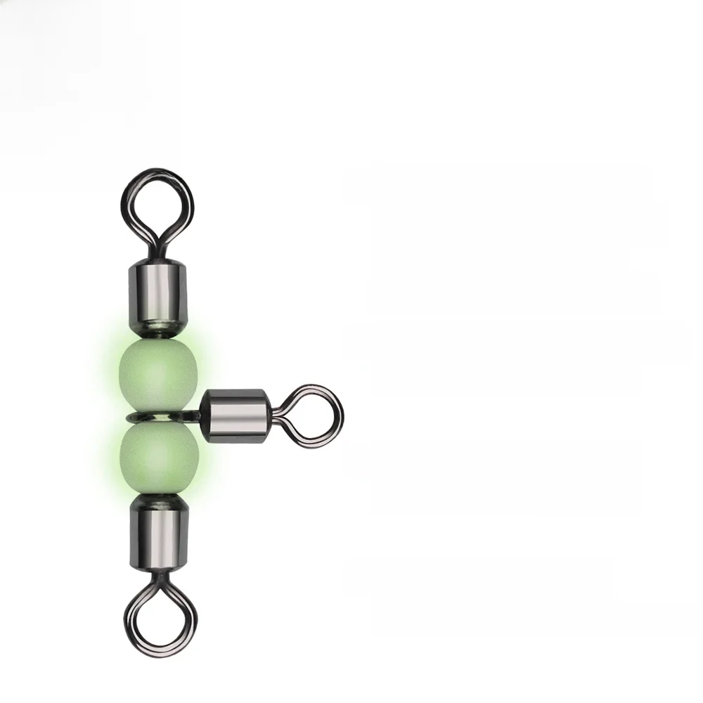 DNDYUJU 10 pièces anneau solide matériel de pêche accessoire équipement de pêche roulant Triple émerillons roulement connecteur hameçons