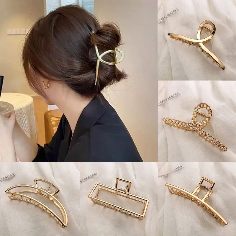 Modna metalowa spinka do włosów dla kobiet Złoty srebrny kolor Krzyż Krab Spinka do włosów Koreańska elegancka geometryczna spinka do włosów Dziewczyna Akcesoria do włosów — zdjęcie 2