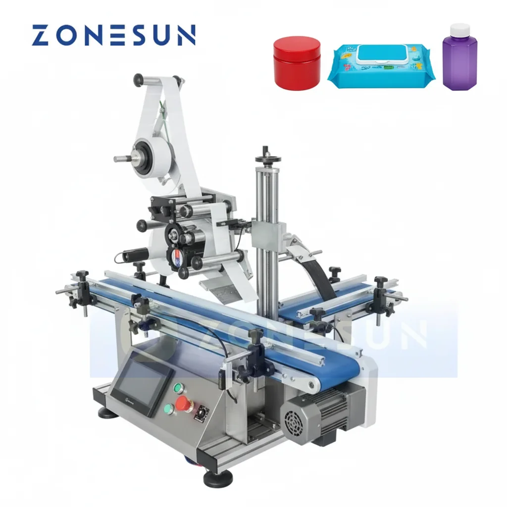 

ZONESUN ZS-TB150P Automatic Labeling Machine for Flat Surfaces like Cartons Boxes and Product Cards