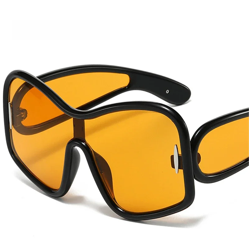 SHAUNA nouveau surdimensionné carré femmes luxe lunettes de soleil mode une pièce hommes Sports de plein air conduite UV400 rétro Rivets lunettes de soleil