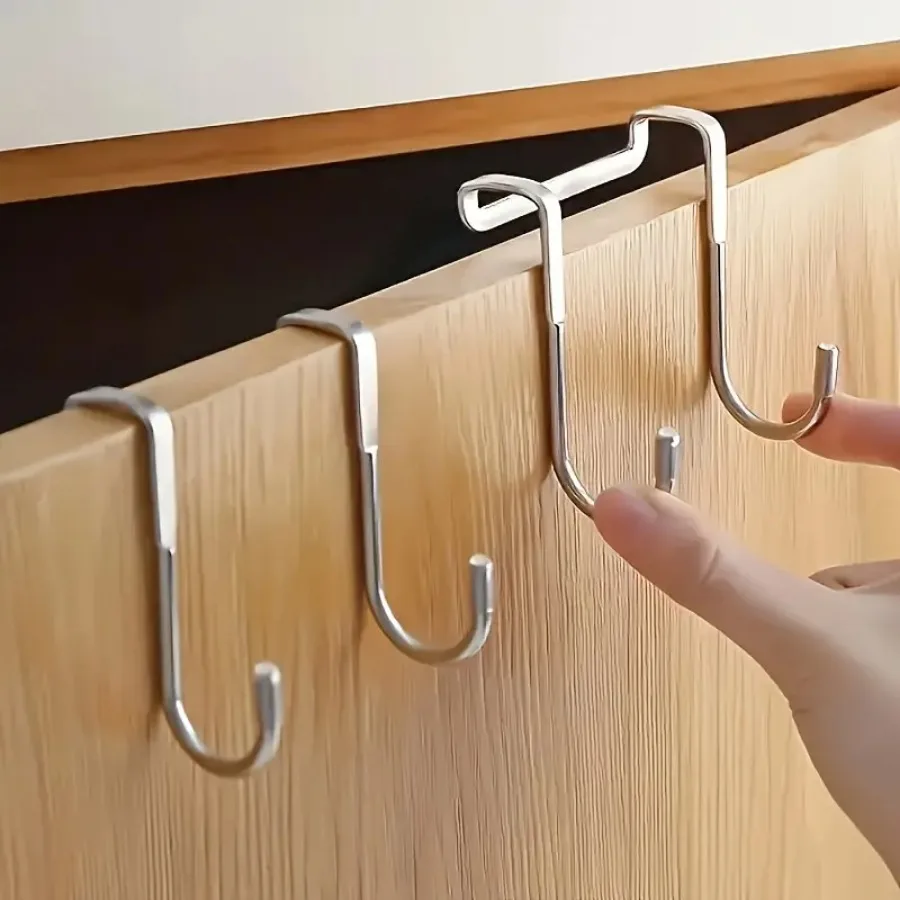 1 Piece Silver Metal Seamless Hook, Suitable for Kitchens, Bathrooms, and Wardrobes, No Drilling Required, Easy To Install