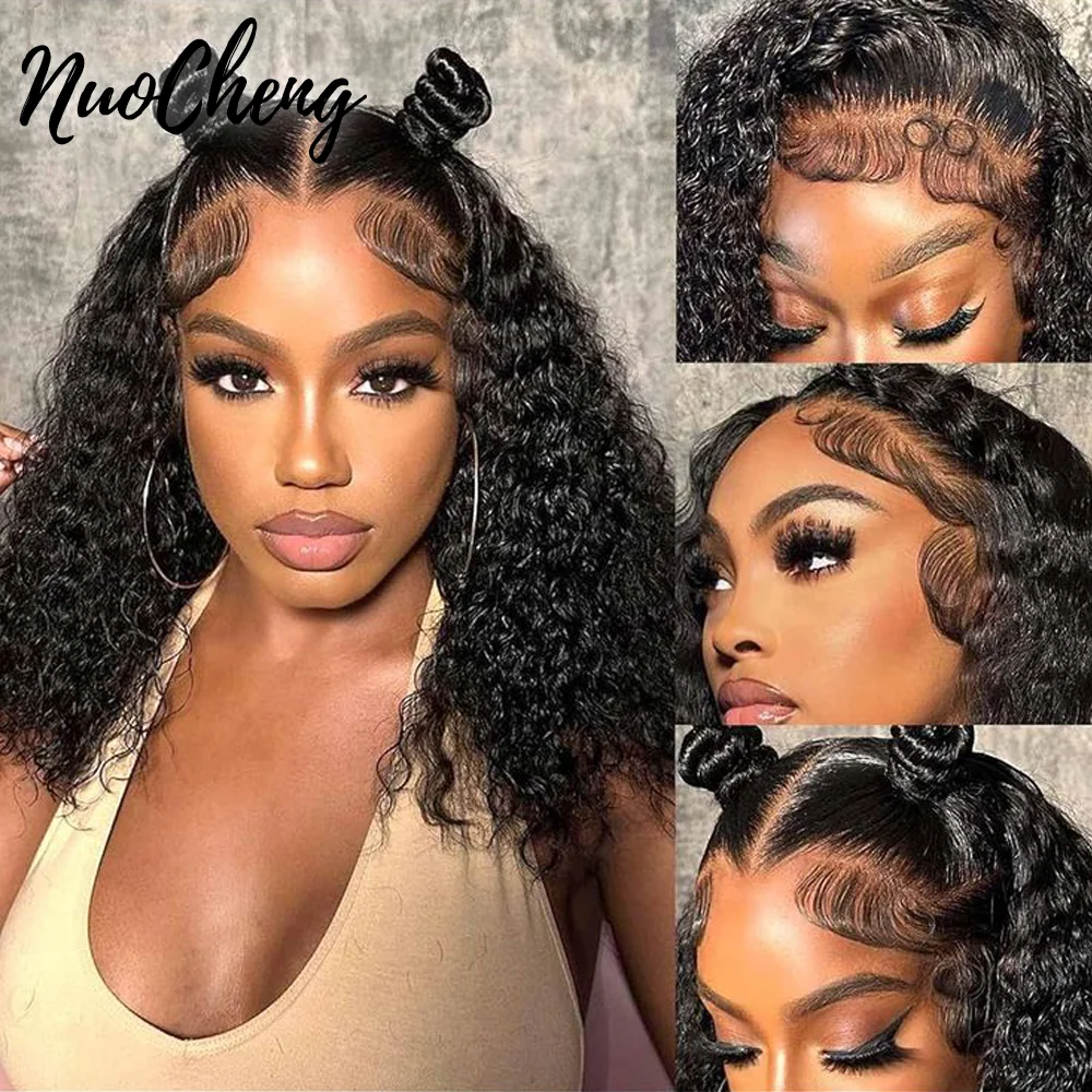 Deep Curly Short Bob Wig 13X4 Lace Front Human Hair Wig For Women Deep Wave Blunt Bob Wig 13x4 HD Transparent Lace Frontal Wigs