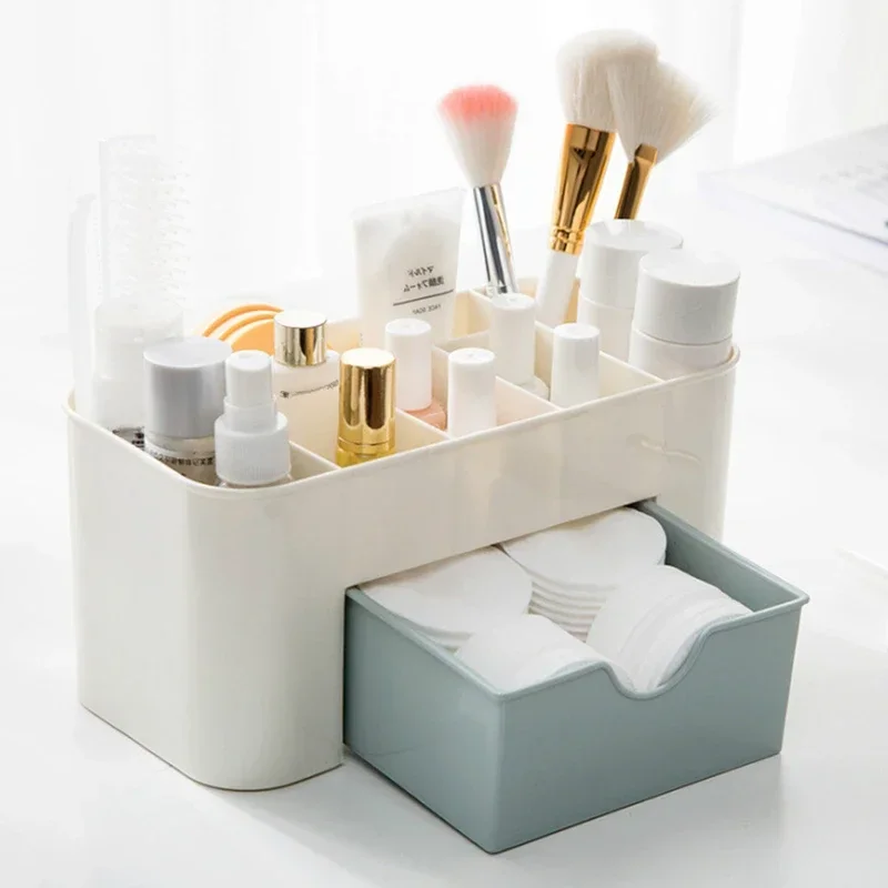 Acryl Kunststoff Make-Up Organizer Storage Box mit Schublade Baumwolle Tupfer Stick Speicher Fall