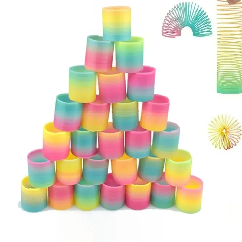 24 szt. Tęczowe magiczne sprężyny koło zabawki dla dzieci upominki na przyjęcie urodzinowe goście upominki małe upominki Pinata wypełniacze elastyczna zabawna zabawka — zdjęcie 2