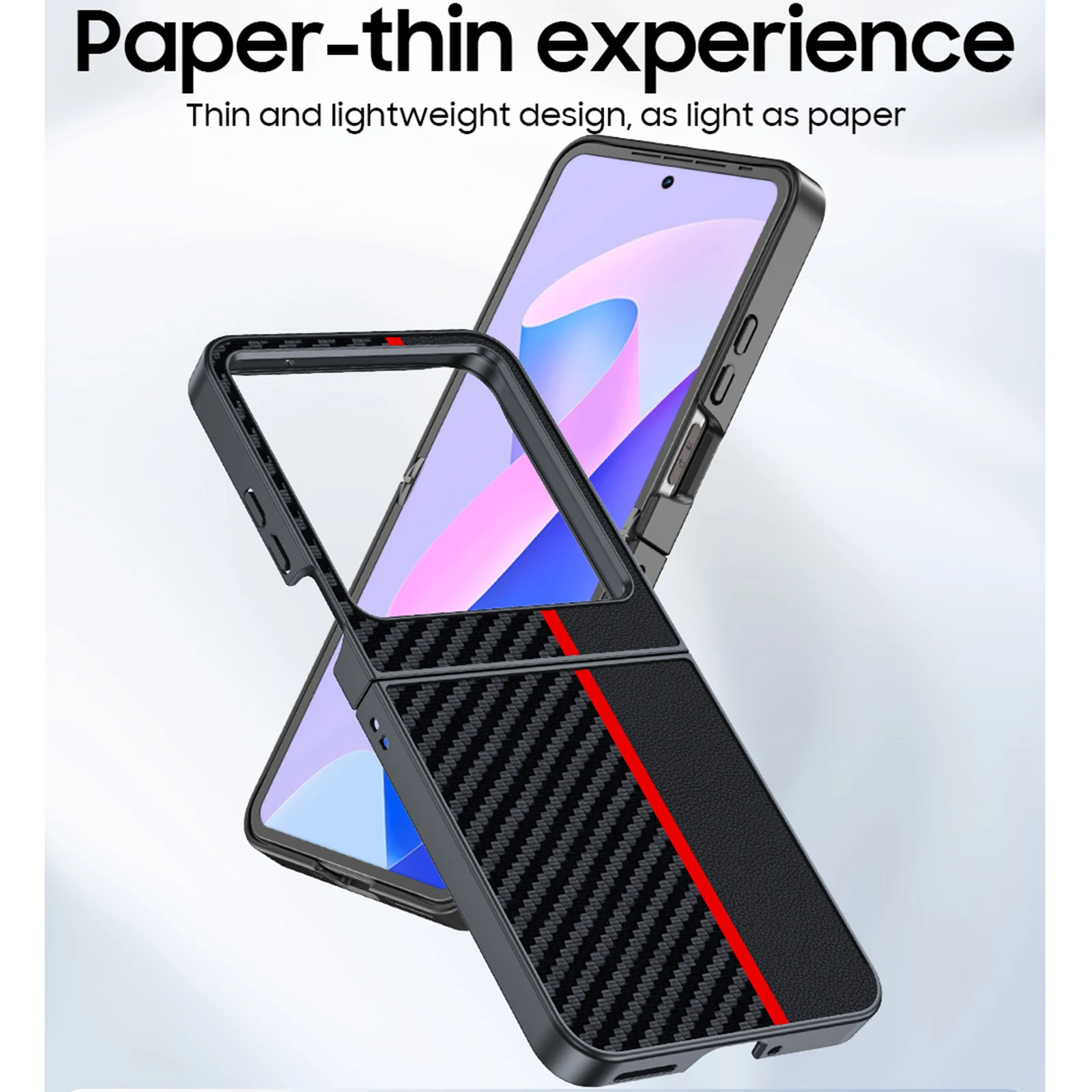 لـ Tecno Infinix Zero Flip حافظة هاتف فاخرة قابلة للطي من ألياف الكربون حافظة جلدية رفيعة مضادة للكسر حافظة واقية