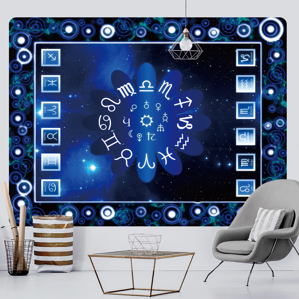 Constellation divination home decoration tapestry psychedelic scene tarot boho wall hanging room decoration yoga mat