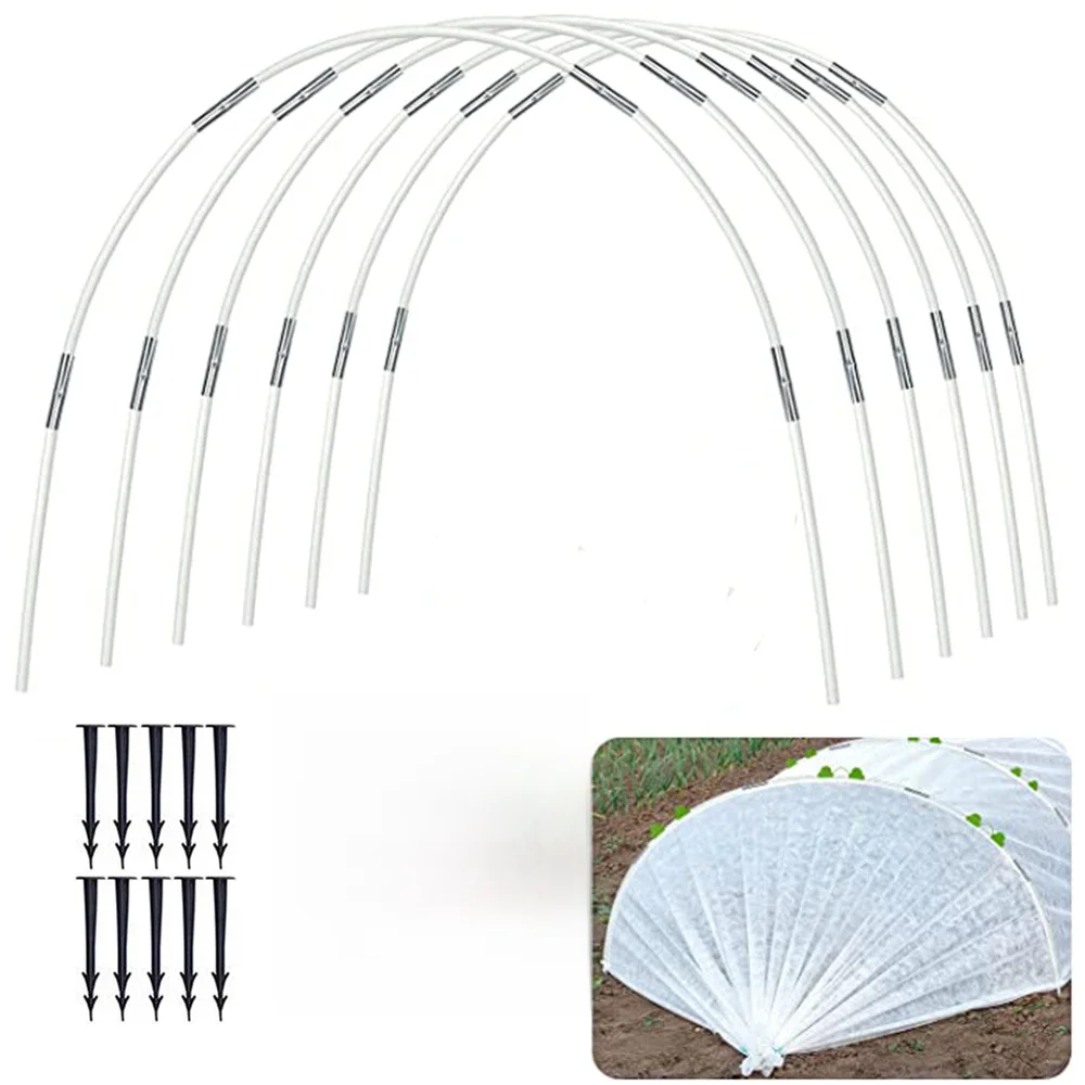Ensemble de cerceaux de serre, ensemble de tiges de fibres pliantes pour jardinage, Support de hangar en arc de semis de serre, cerceau pour plantes de jardin, Support de Tunnel de culture