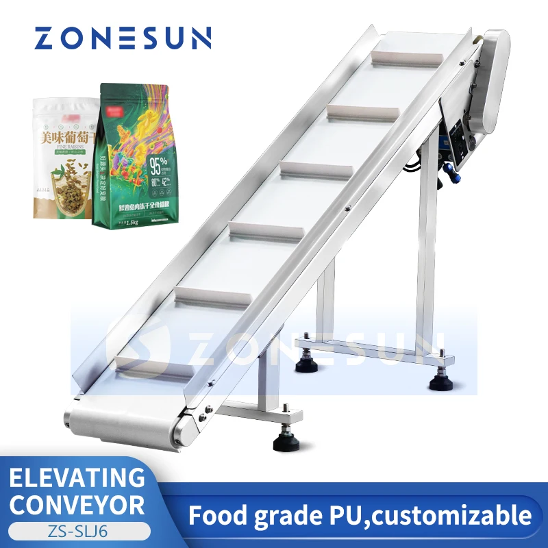 ZONESUN Customize Automatic Step Incline Elevating Conveyor Belt Elevator Material Food Transport System Production Line ZS-SLJ6