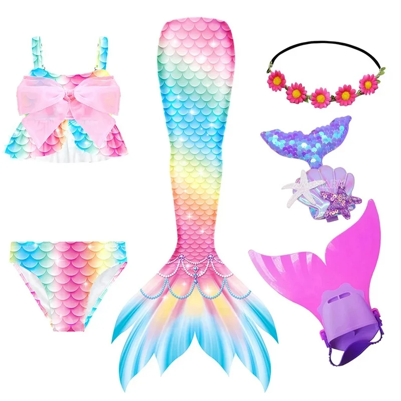 Meisjes Zwemmen Zeemeermin Staart Zeemeermin Kostuum Cosplay Meisje Badpak Fantasie Badmode Bikini Kan Monofin Fin Halloween Toevoegen - afbeelding 2