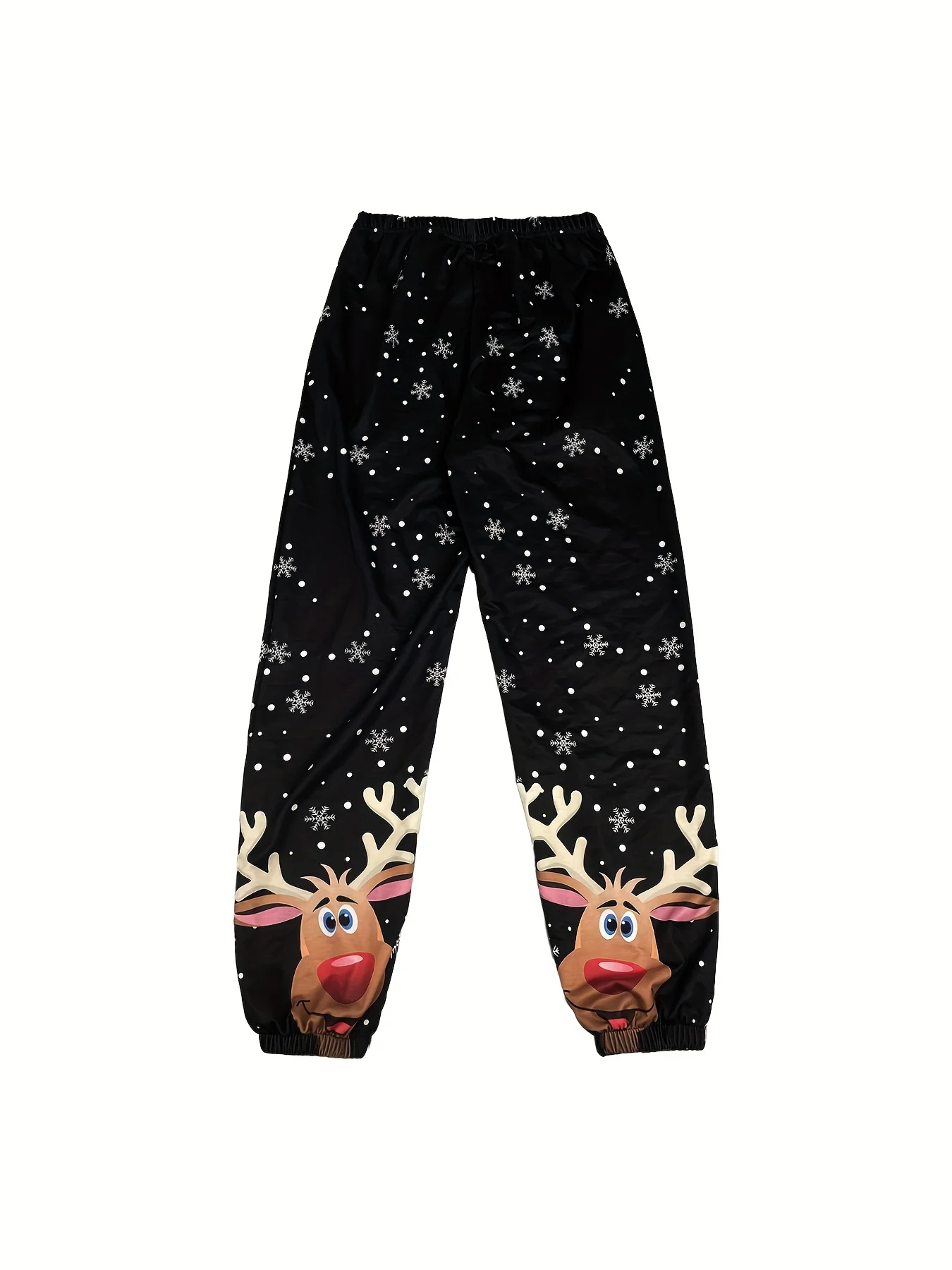 Christmas Reindeer Print Loose Jogger Pants Casual Elastic Waist Pants With Pocket Women\'s Clothing