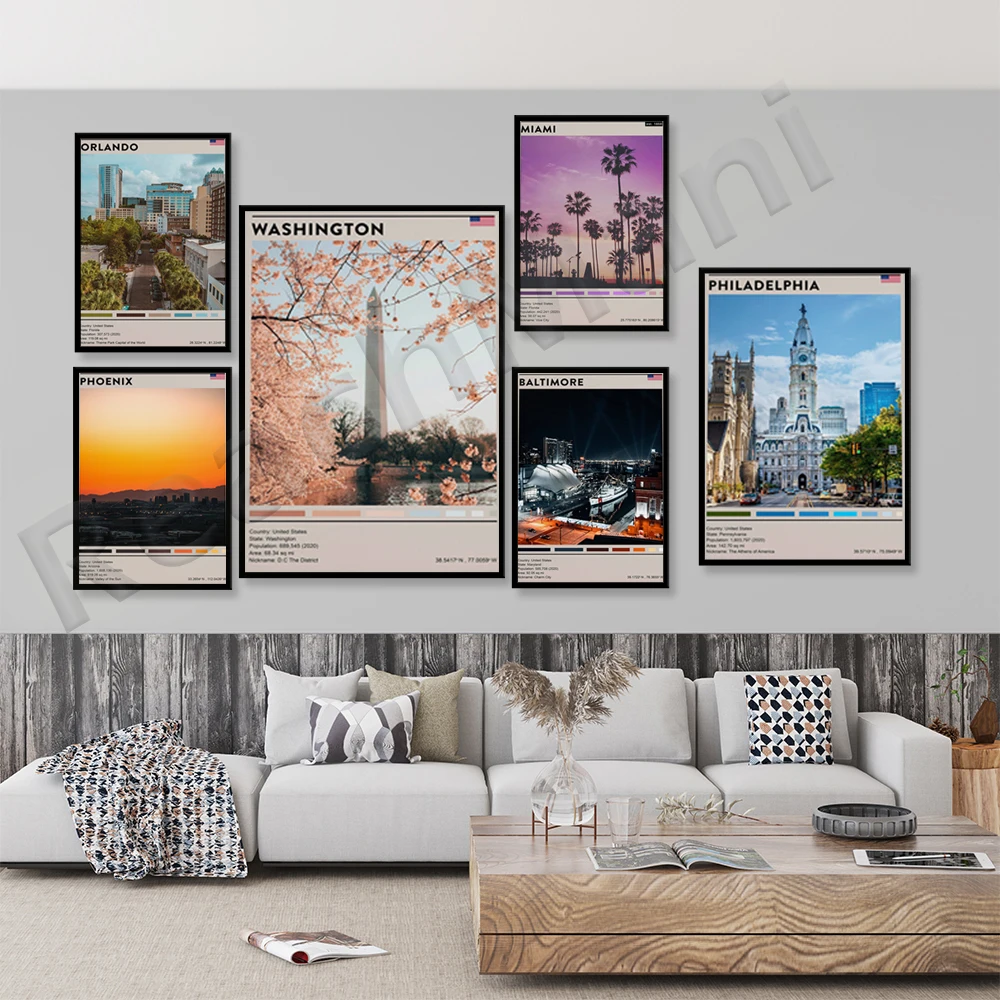 بالتيمور ماريلاند، هيوستن، فيلادلفيا، واشنطن، أريزونا، فلوريدا تكساس، ماساتشوستس، سان فرانسيسكو الولايات المتحدة الأمريكية ملصق السفر