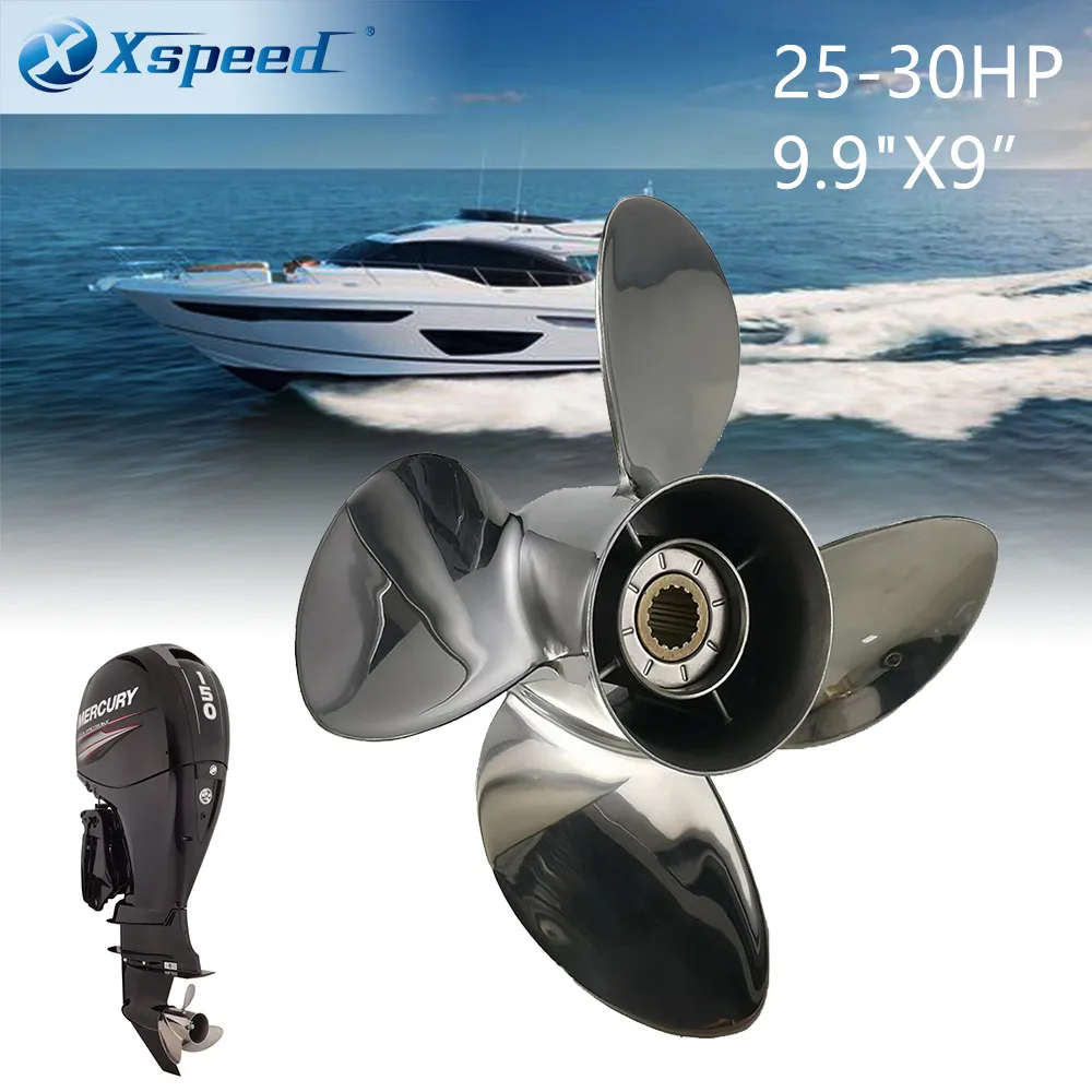 

Xspeed Outboard Propeller 9.9X9 Fit Mercury Outboard Motor 25-30HP 4 Blade 10 Teeth