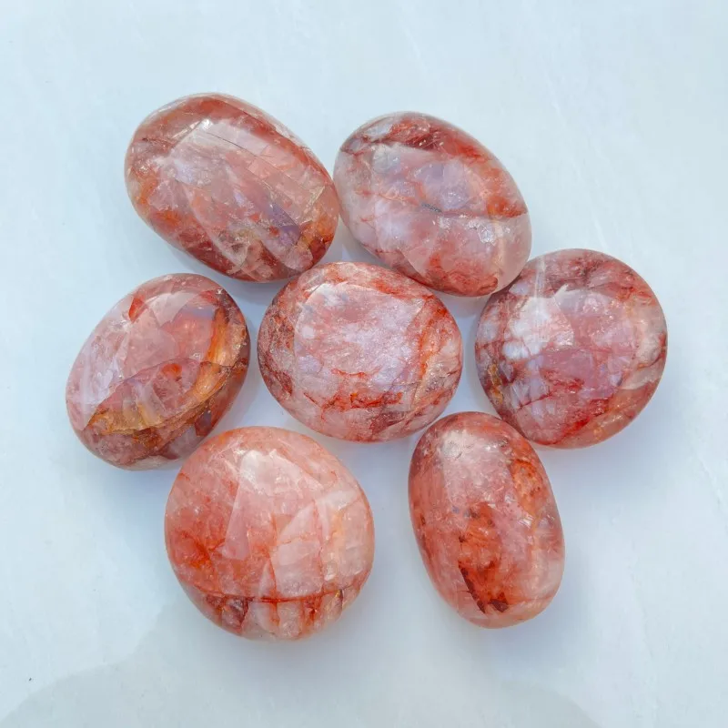 Natural Fire Quartz Palm Stone Hematite Quartz Crystal for Healing Stress Relief Emotional Balance Energy Cleansing