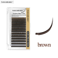 NAGARAKU Dark Brown Ellipse Eyelash Extensions Split Tips Soft Light Weight Individual Premium Lashes