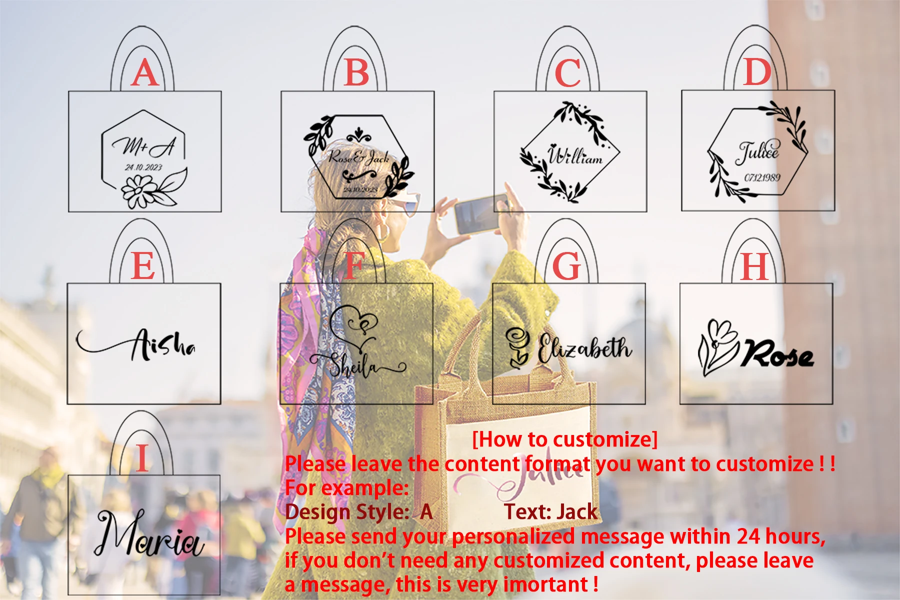 Personalised Name Burlap Tote Bags For Bridesmaid Tote Custom Bachelorette Party Girls Trip Gifts Canvas Jute Tote Shopper Bags