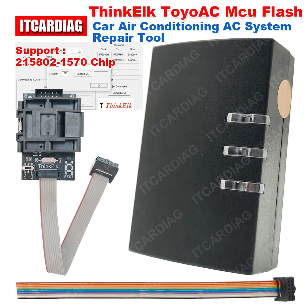 ThinkElk ToyoAC Mcu Flash for Toyota Lexus Read Write 251802-1570 CPU IC Programmer Car Air Conditioning AC System Repair Tool