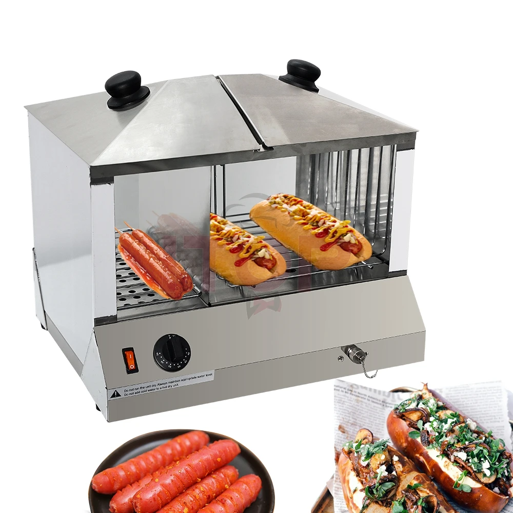 ITOP Hot Dog Steamer Electric Hot Dog Sausages and Buns Warmer with Tempered Glass Temperature Range 30-80° C