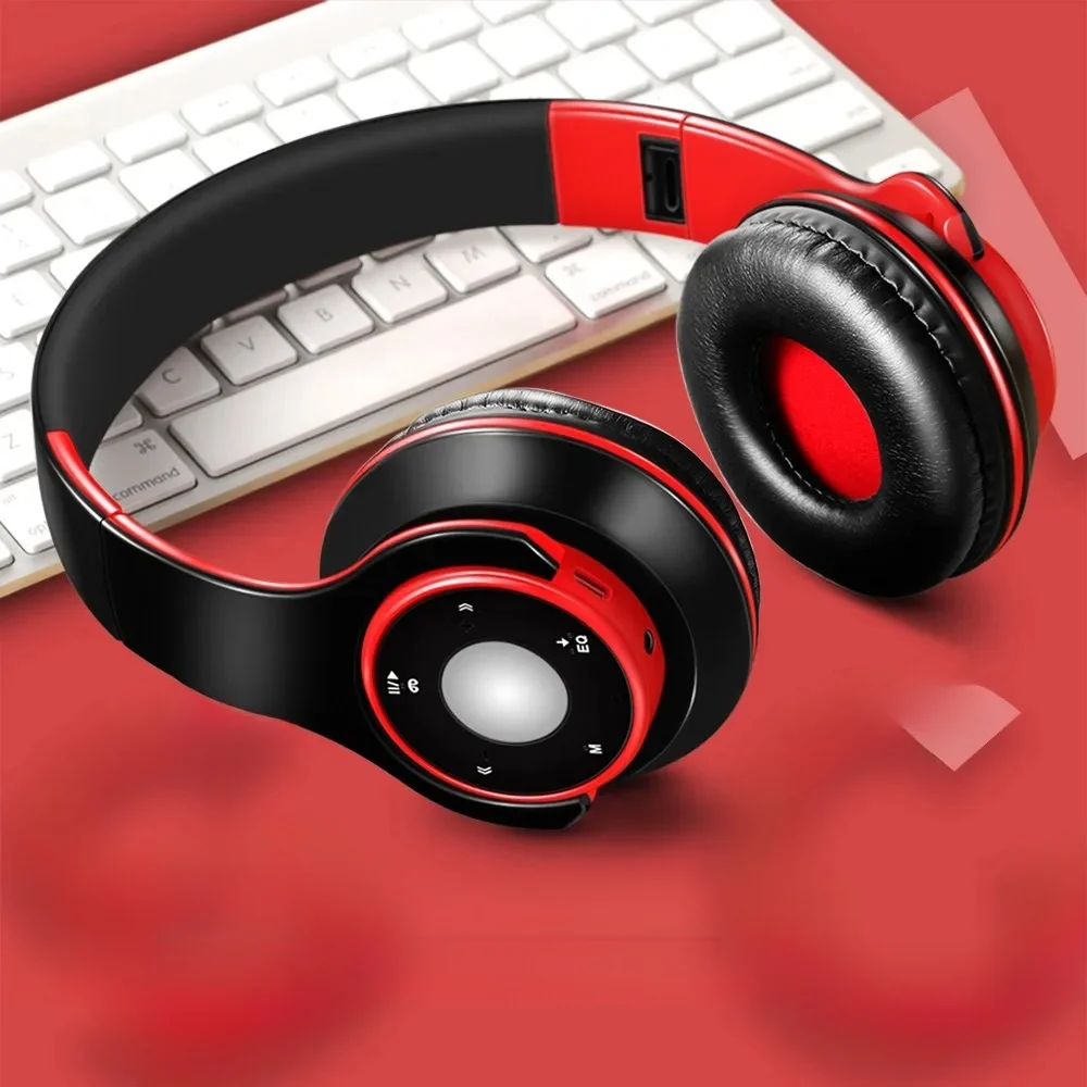 Buntes Stereo-Audio-MP3-Bluetooth-Headset, kabellose Kopfhörer, Ohrhörer, unterstützt SD-Karte mit Mikrofon, 20 Stunden Spielzeit