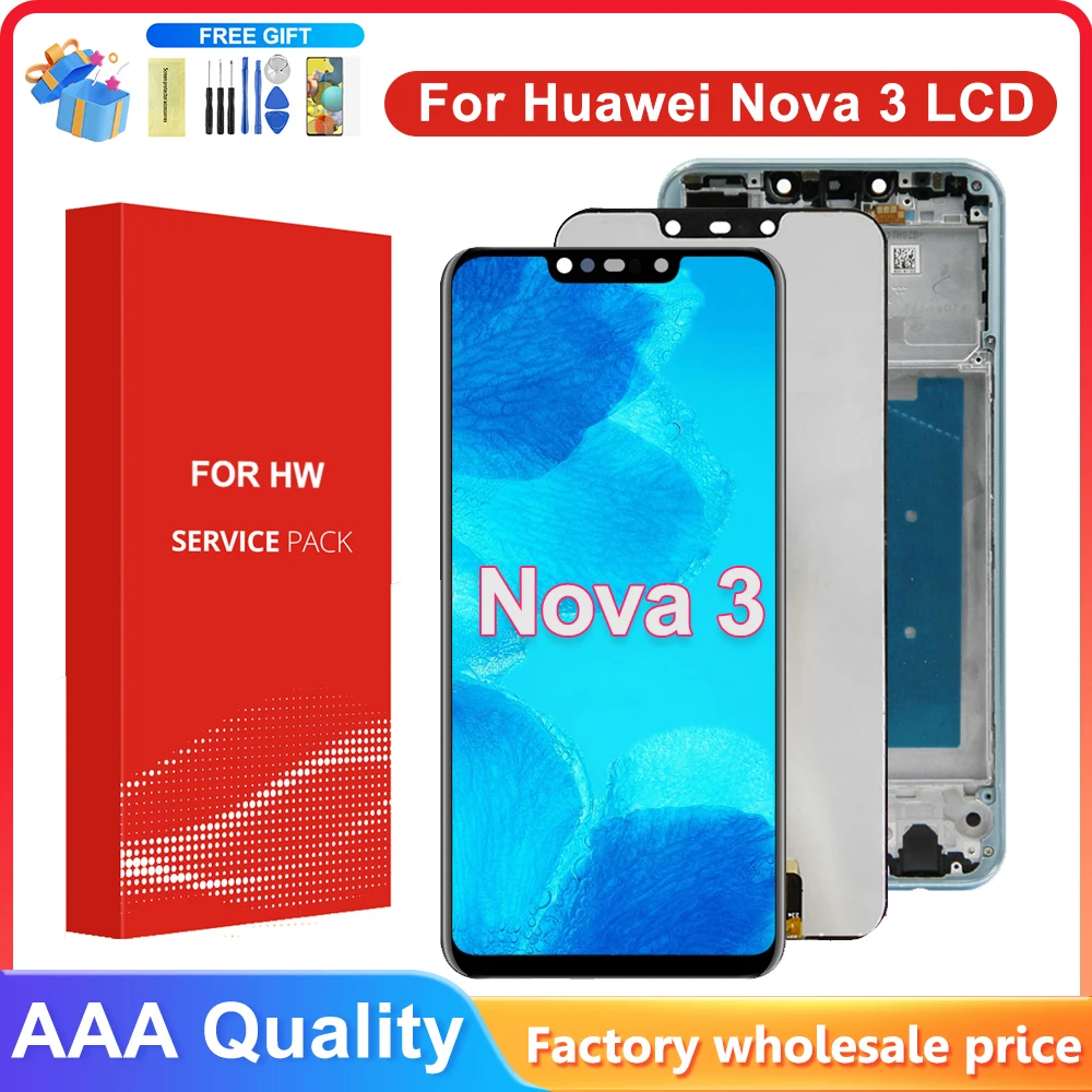 6.3\'\' Display For Huawei Nova 3 LCD Display Touch Screen With Frame For Huawei Nova 3 Screen Display PAR-LX1 PAR-LX9 LCD