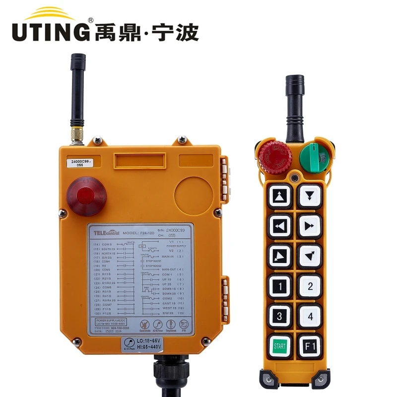 TELEcontrol UTING F24-12D Wholesales Industrial Remote Controller 12 Double Speed Buttons Switches ACDC18-440V Hoist Crane Lift