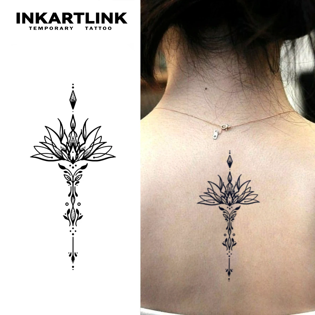 New Lotus temporary tattoo sticker, waterproof magic tattoo, lasts to 15 days fake tattoo, semi permanent tattoo.