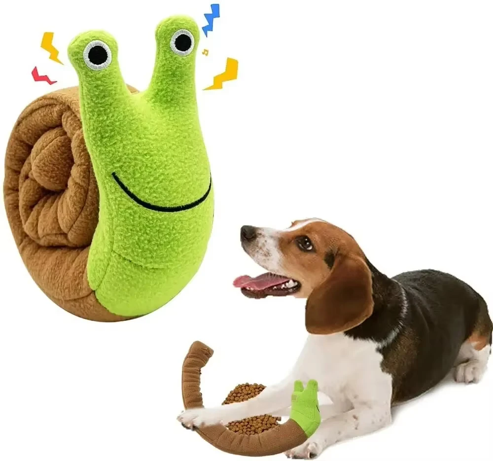 Dog Squeak Toys Pet Sniffing Plush Snails Toys Tibetan Food Molar Puzzle Dog Toys Interactive Dog Puzzle Toy Feeder Pet Supply