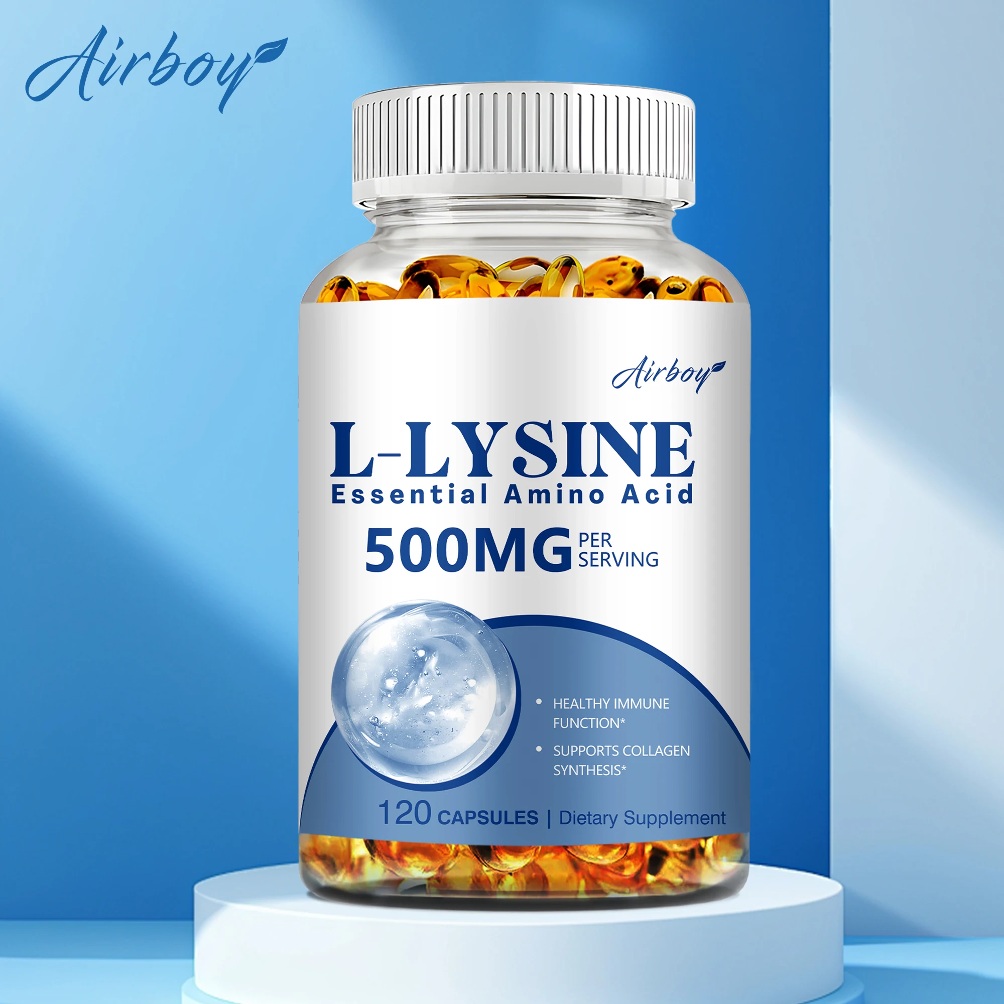 L-Lysine - Promotes Calcium Absorption, Supports The Integrity of The Skin and Lips, Promotes Collagen Formation - 120 Capsules