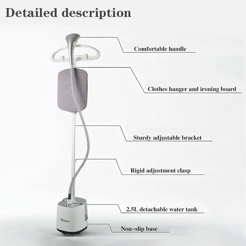 Household small standing iron, multi-functional flat ironing and hanging ironing, large capacity water tank, high power 2000W